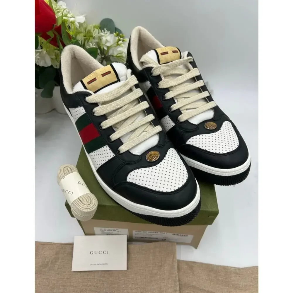 Men's Gucci screener web stripe leather sneakers size 12.5 fits 13 US